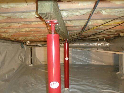 crawl space encapsulation and adjustable support posts