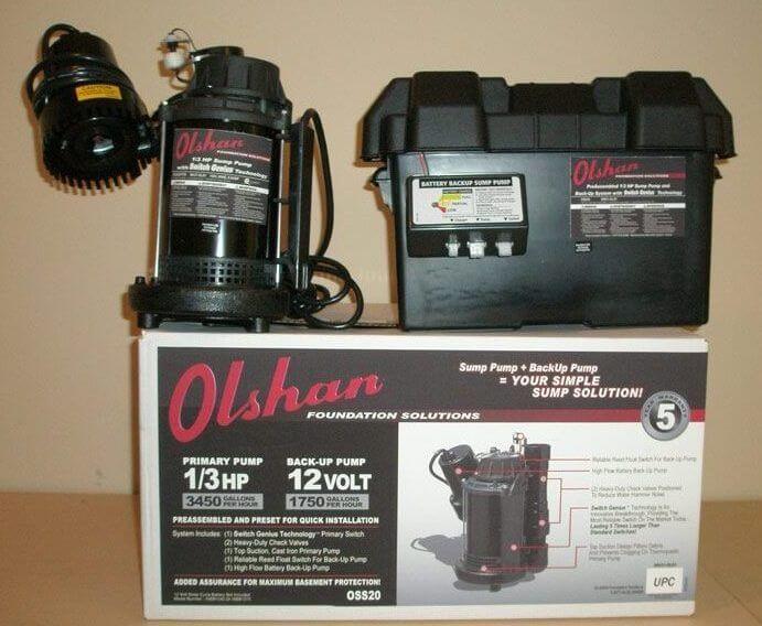 olshan battery backup sump pump system